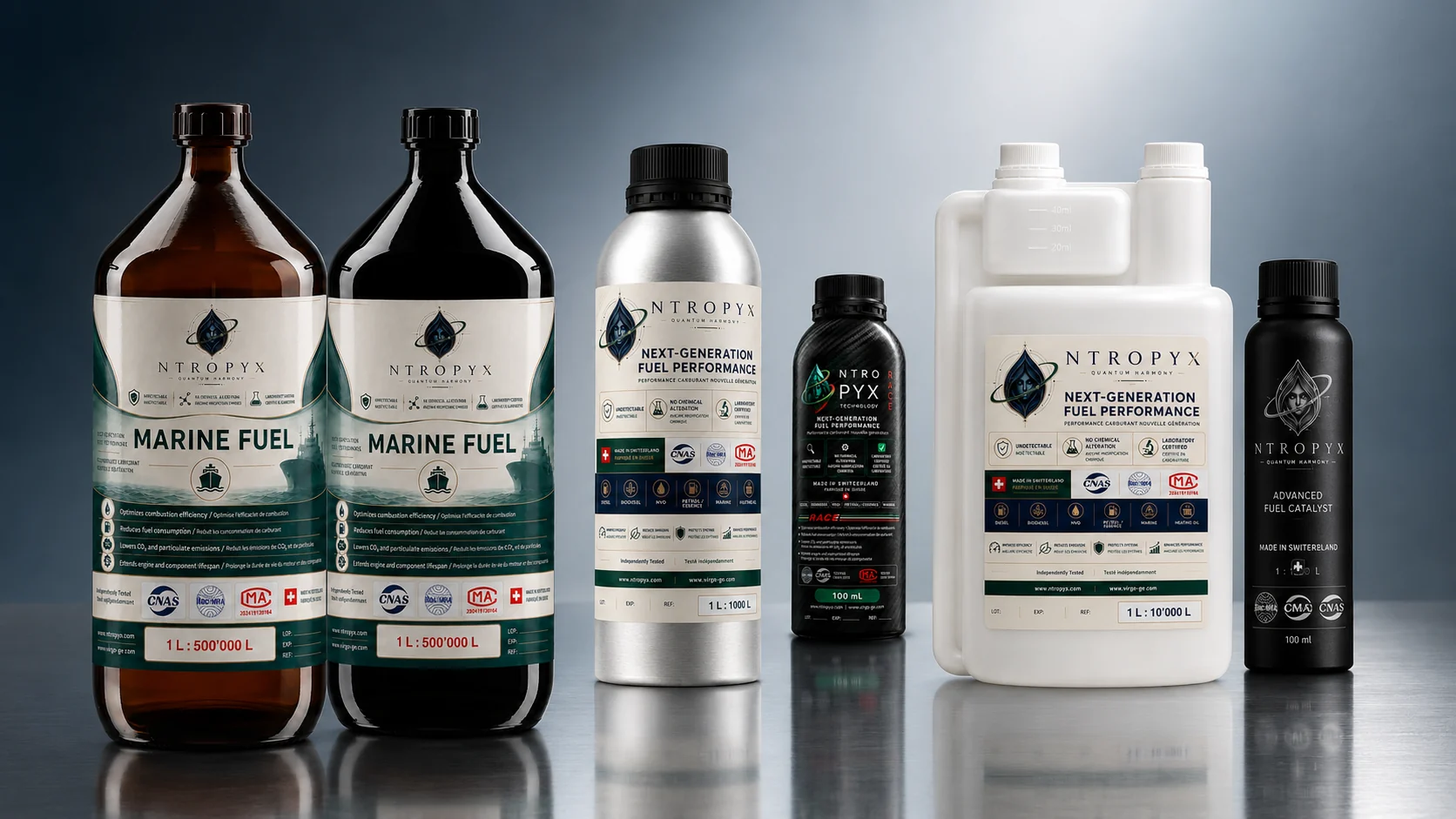 NTROPYX catalyst bottles, the full range