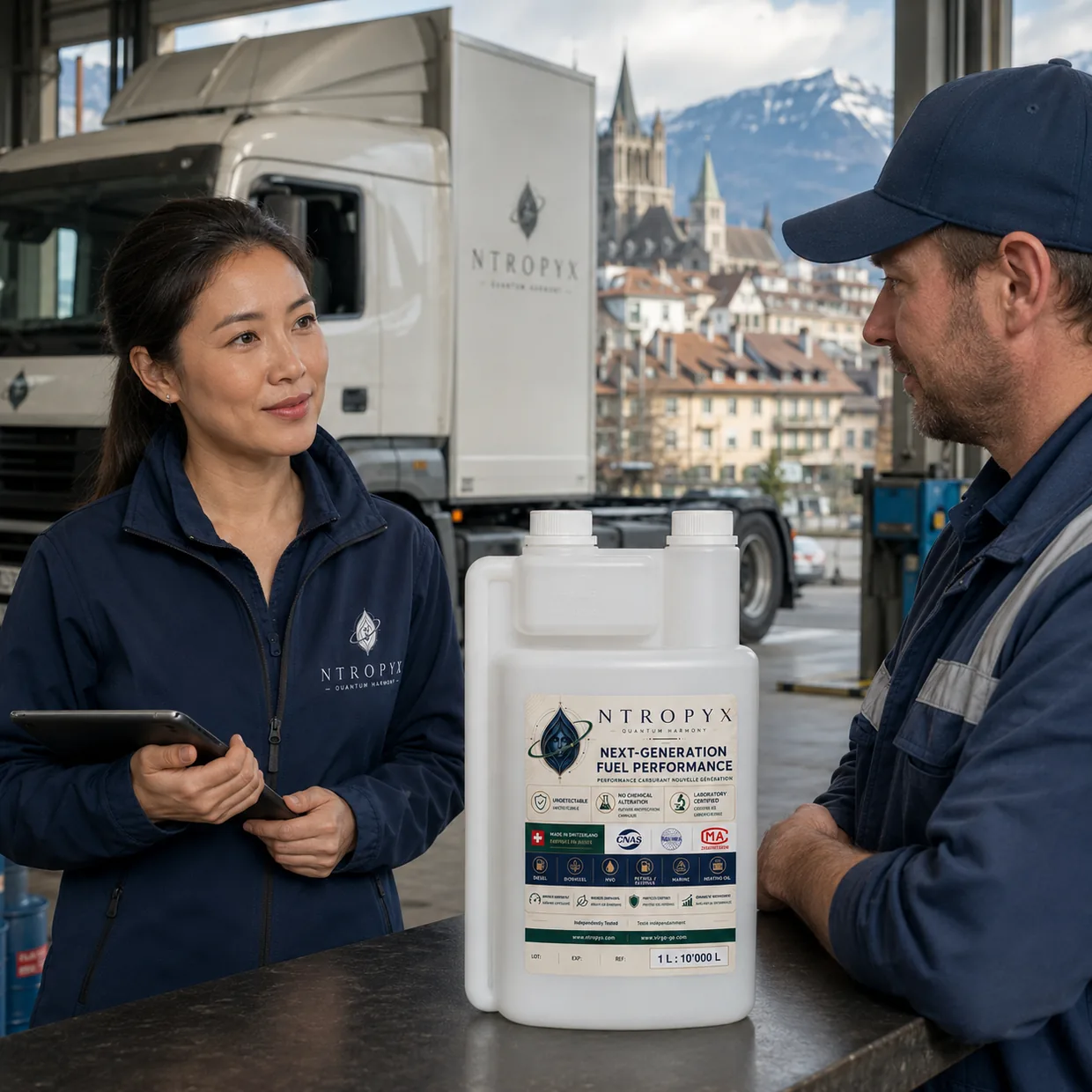 NTROPYX 1 litre bottle at a road transport depot