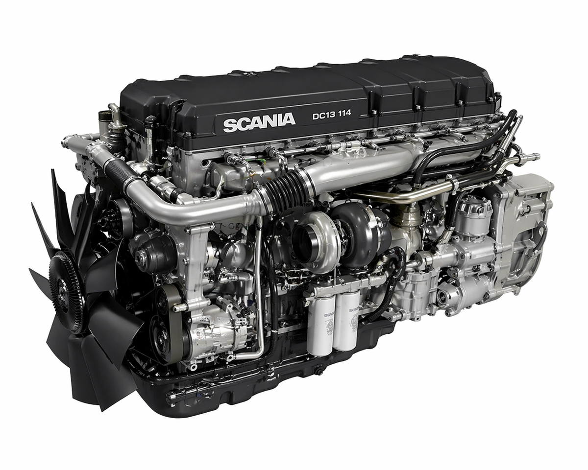 Scania DC13-114 heavy-duty diesel engine — the reference unit tested under the European Stationary Cycle